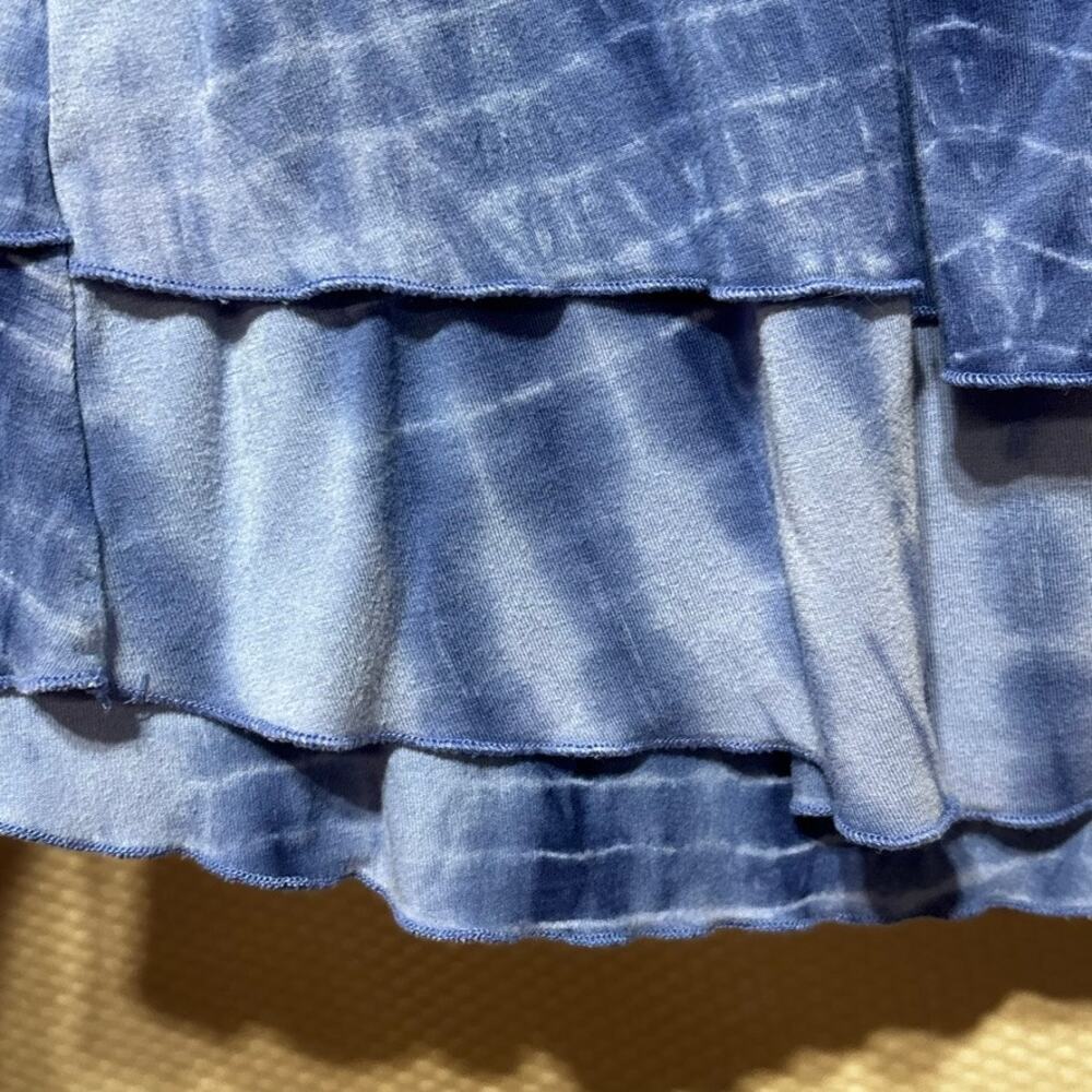 Boston Proper Women's Tie Dye Ruffle Collar Tie Neck Flowy Tunic Size Medium - Picture 3 of 9
